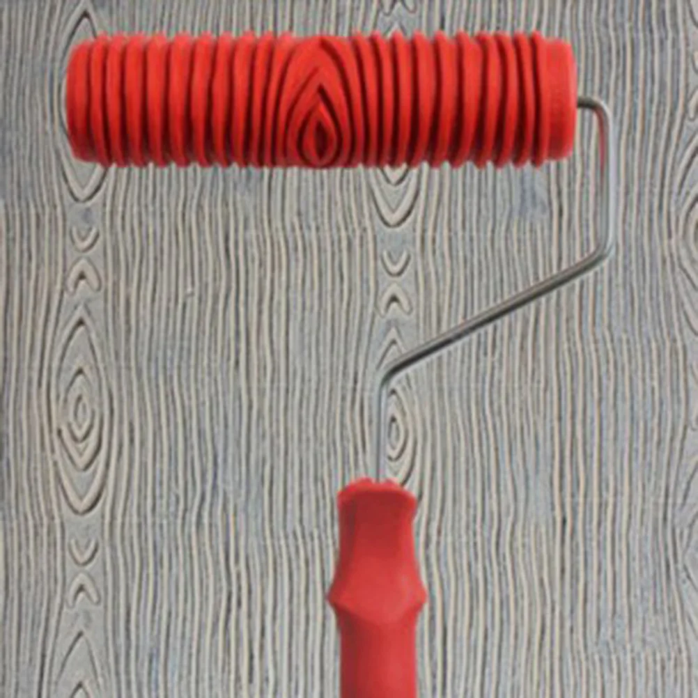 7 -inch Decorate Wood Grain Paint Roller Drawing Tool Painting Wall Decoration Red