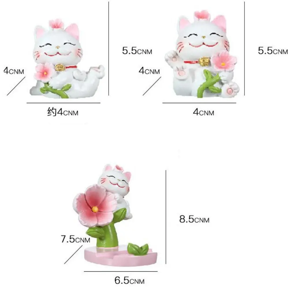 Shake Head Lucky Cat Car Decoration Cartoon Cat Waving Arm Mini Lucky Cat Figure Resin Multipurpose Maneki Neko Ornament