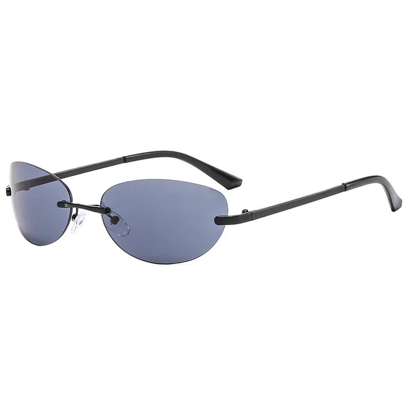 Retro Frameless Sun Glasses Elliptical Sunglasses Y2K Metal Street Photography Decorative Glasses image 4