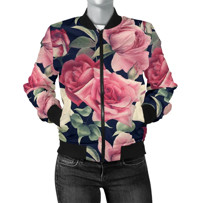 Retro Hawaiian Flower Zipper Jacket Men 3d Printed Plants Graphic Bomber Sweatshirts Tops Long Sleeves Unisex Oversized Coats