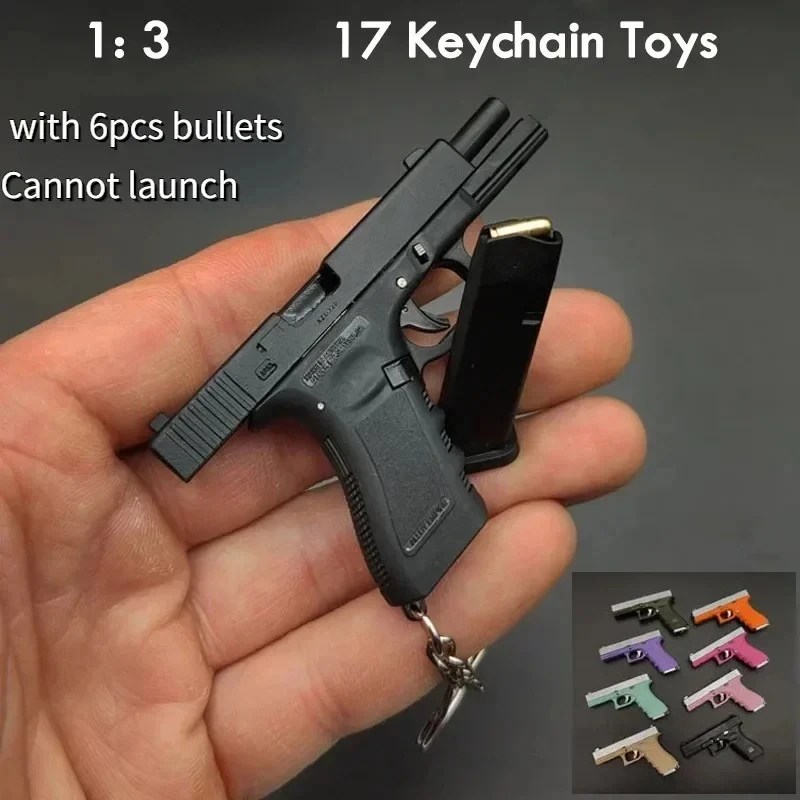 1PC Alloy Empire 1:3 with Keychain Pistol Model Ornaments Simulation Detachable Soldier Equipment with Bullets Decorative Toys