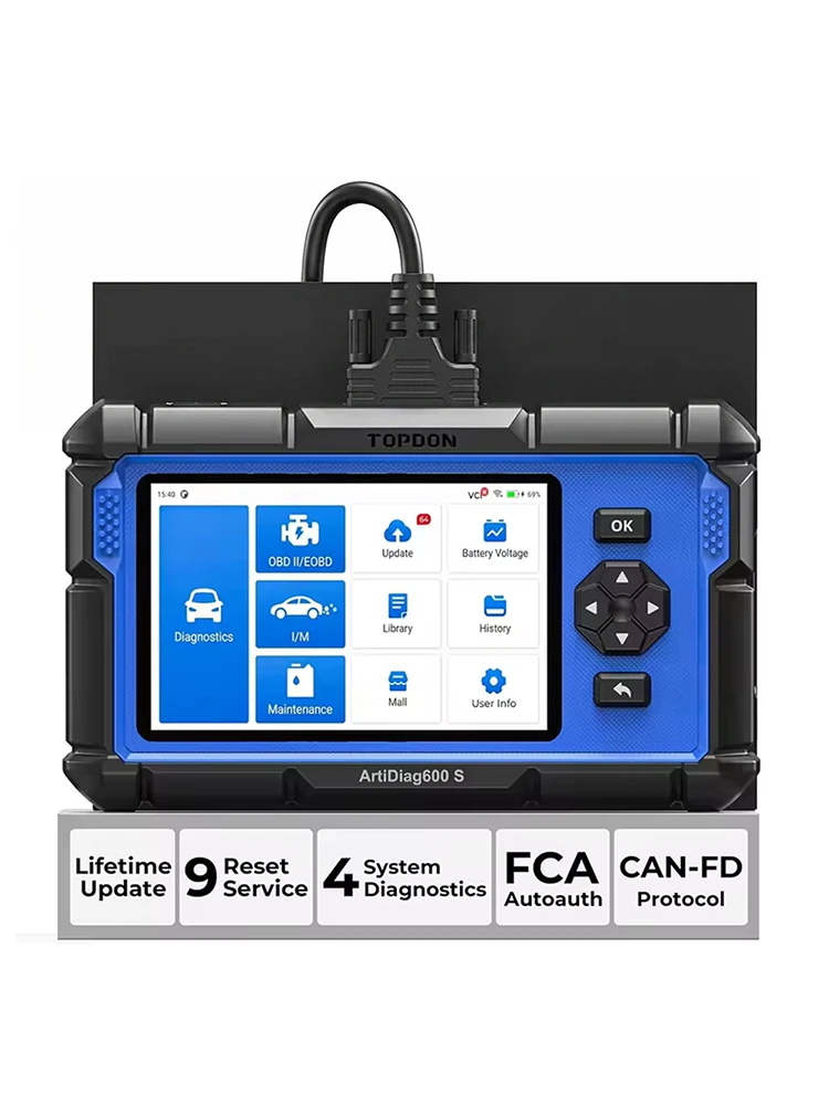 TOPDON ArtiDiag600S OBD2-Scanner, Kfz-Diagnosetool, Codeleser, Öl/BMS/ABS/SAS/EPB/DPF/TPMS/Drosselklappenmotor-Testscan