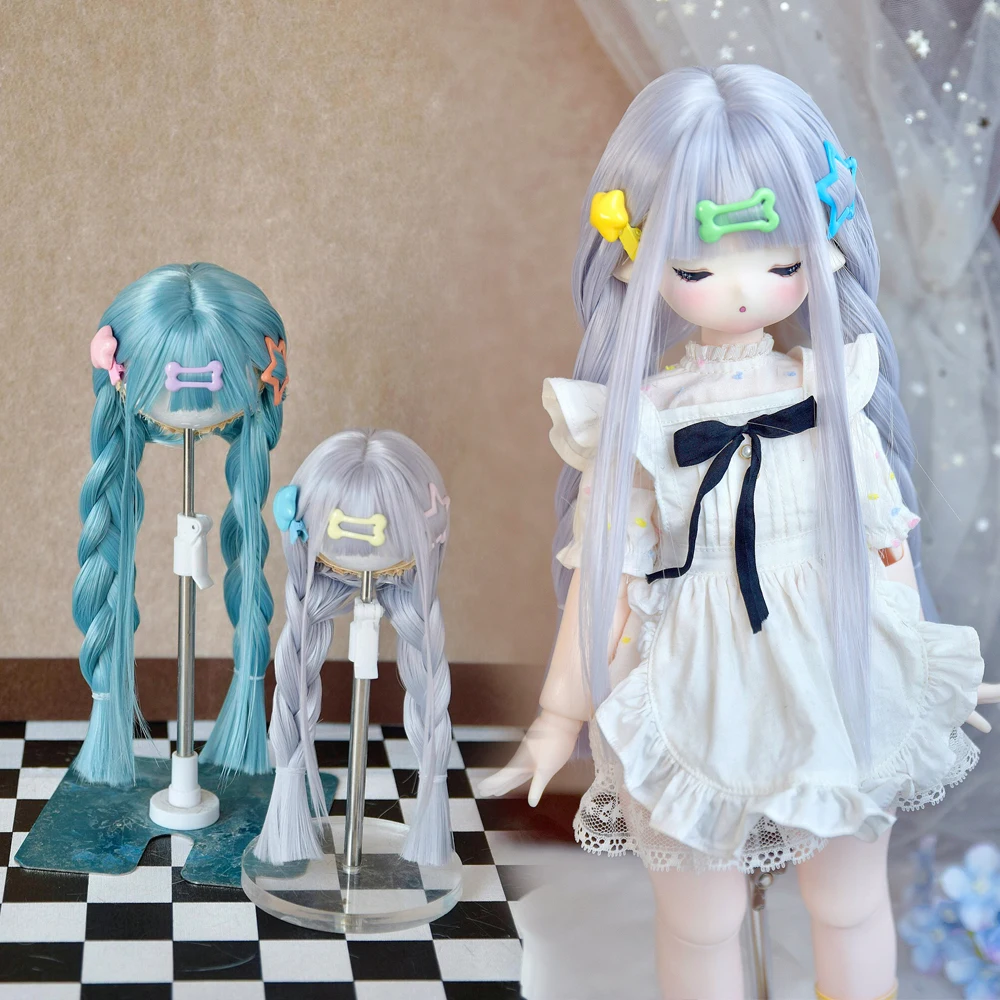 

D09-P324 children handmade toy 1/6 1/4 1/3 MSD MDD bjd wig blue Double ponytail Fried Dough Twists braid 1pcs