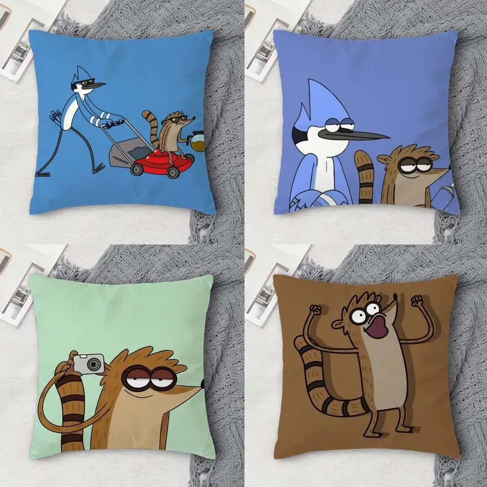 

R-Regular Show Double-sided Printed Square Decorative Cushion Cover for Sofa Living Room Home Decor