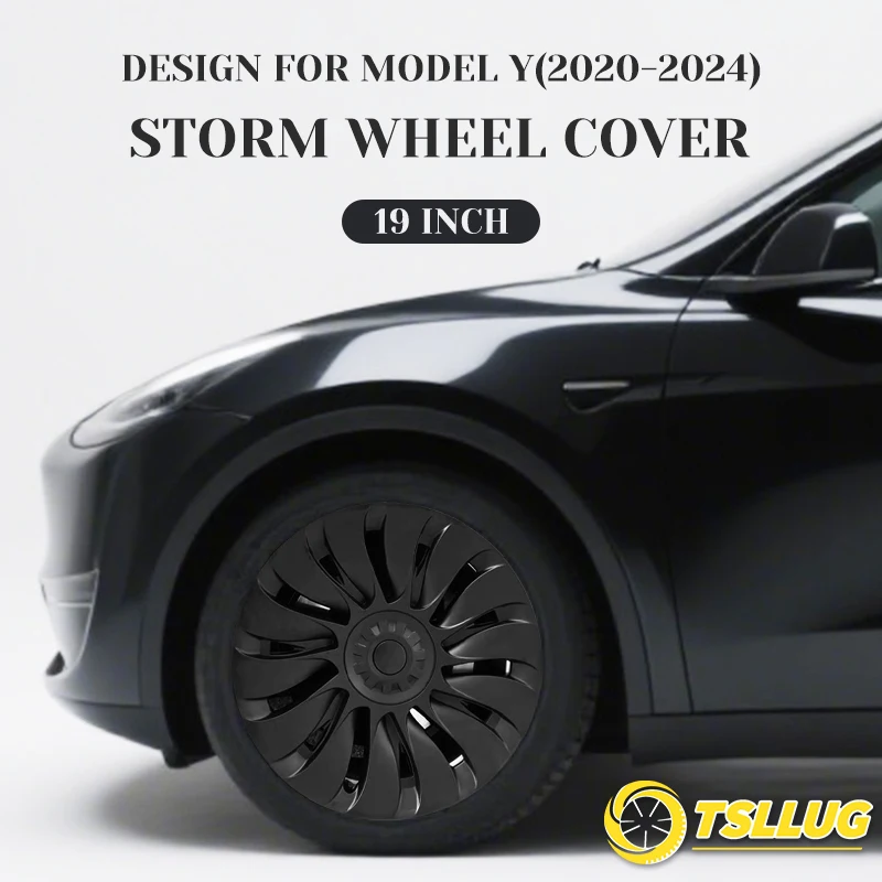 

TSLLUG 4PCS Wheel Hub Caps For Tesla Model Y 2020-2024 19-inch 2nd Style Car Wheel Hubcap Accessories Full Edge Wrapping