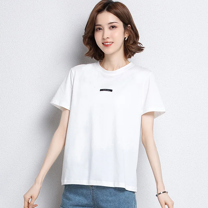 2023 New Summer Women Short Sleeve Tshirts Fashion Casual Black White Tshirts S-XXL