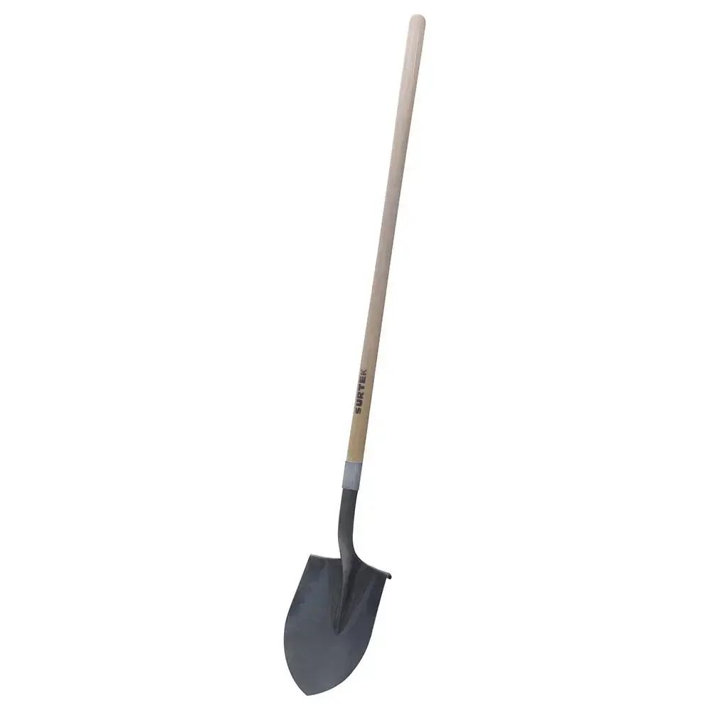 

High Carbon Steel Round Shovel with Long Handle 16-Gauge Double Heat Treatment 43-47 HRC Hardness Waxed Pole 49" Long Reinforced