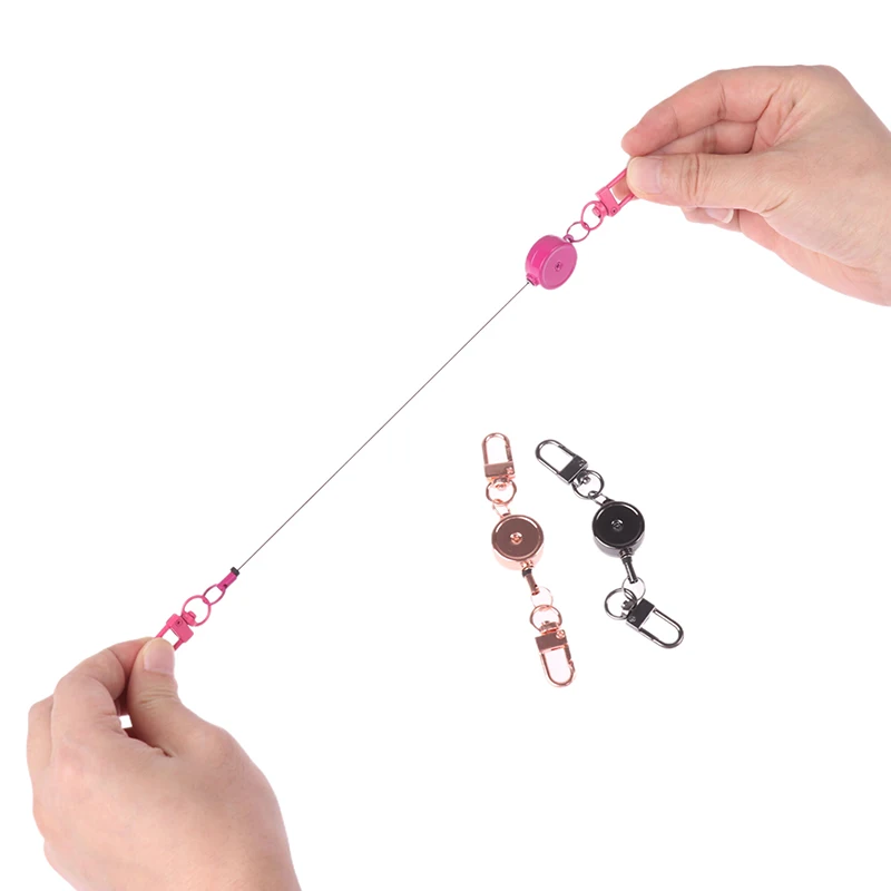 @*21mm Retractable Key Holder with Buckle, Anti-Theft Metal Easy-Pull Elastic Keychain for Sporty & Nurse