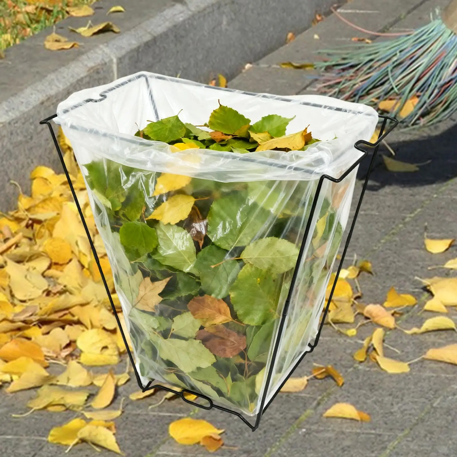 Metal Trash Bag Holder Stand Large Foldable Outdoor Garbage Bag Frame for Camping Yard Lawn Leaf Waste Collection