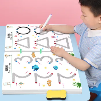 Drawing tablet pen control hand educational Montessori toys for children boys girls educational math toys shape math match game book