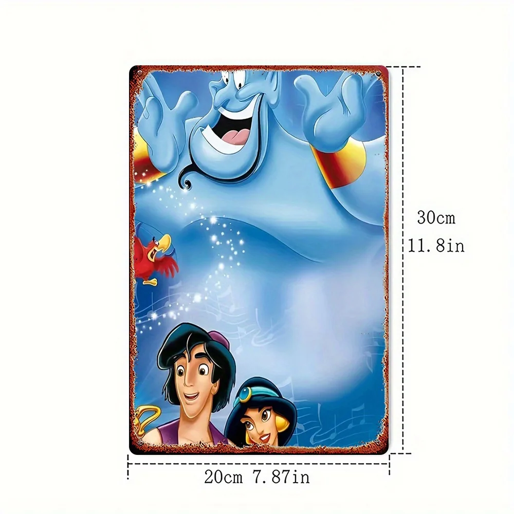 قطعة واحدة من مصباح علاء الدين السحري المعدني لتزيين الحائط - لافتة ليالي عربية عتيقة مع جني، ديكور منزلي رسمي لغرفة المعيشة، سرير