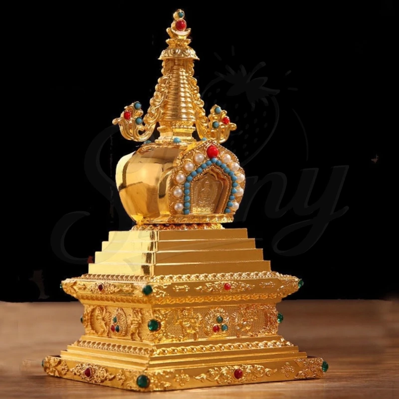 

Alloy Buddha Pagoda Statue Mindfulness Meditation and Spiritual Well-being Tibetan Home Decor Piece Find Inner Peace Home Decor