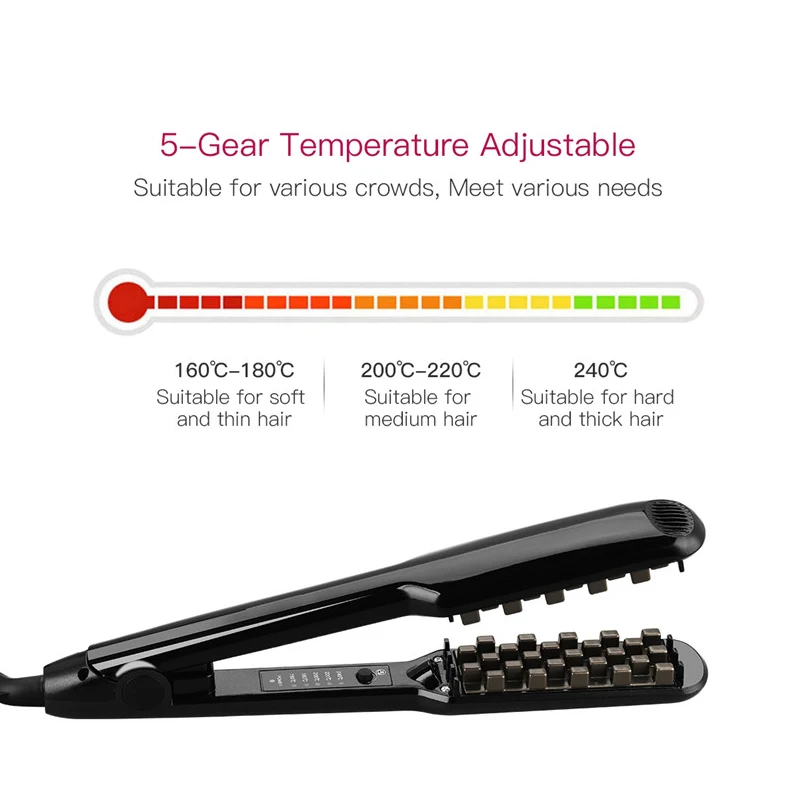 2 In 1 Hair Volumizer Straightener Perm Fluffy Corn Beard Perm Grid Splint Electric Hair Root Negative Ion Crimper Hair Iron