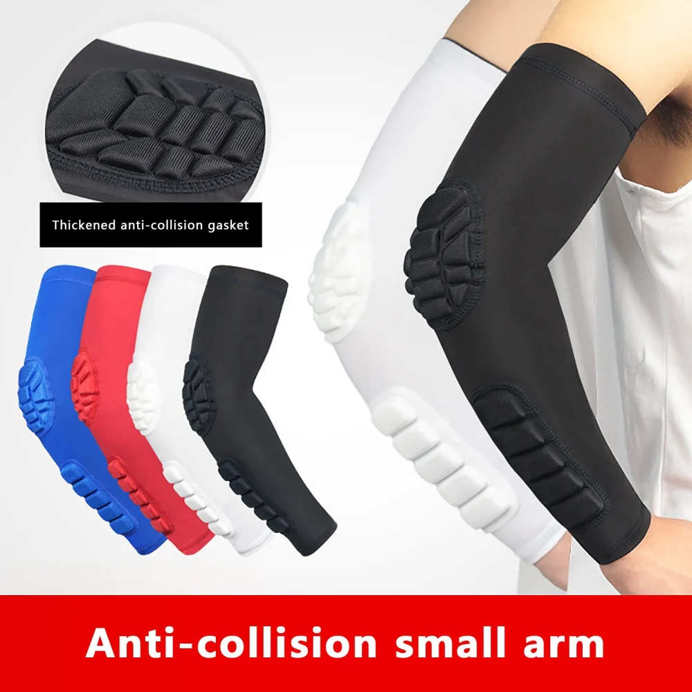 Honeycomb Anti-collision Elastic Gym Sports Long Arm Sleeve Support Basketball Shooting Elbow Arm Warmers Pad For Men Women