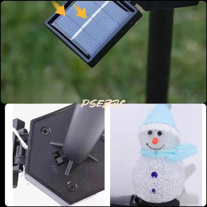 Decoração de Natal Solar Powered Ground Snow Man, Pátio ao ar livre e cena do jardim, Luzes coloridas impermeáveis