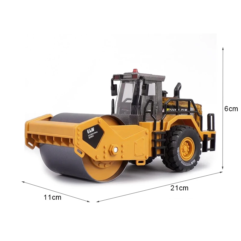 1:40 Road Roller Model Alloy Diecast Engineering Construction Play Vehicles Sound Light Pull Back Collections Toy For Children