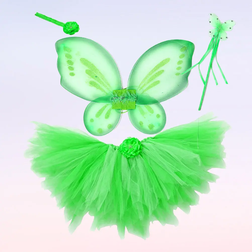 

Комплект из 3 предметов: костюм феи для девочек, светло-зеленое платье-пачка с крыльями и волшебной палочкой, наряд для дня рождения, Хэллоуина, Рождества, ролевых игр