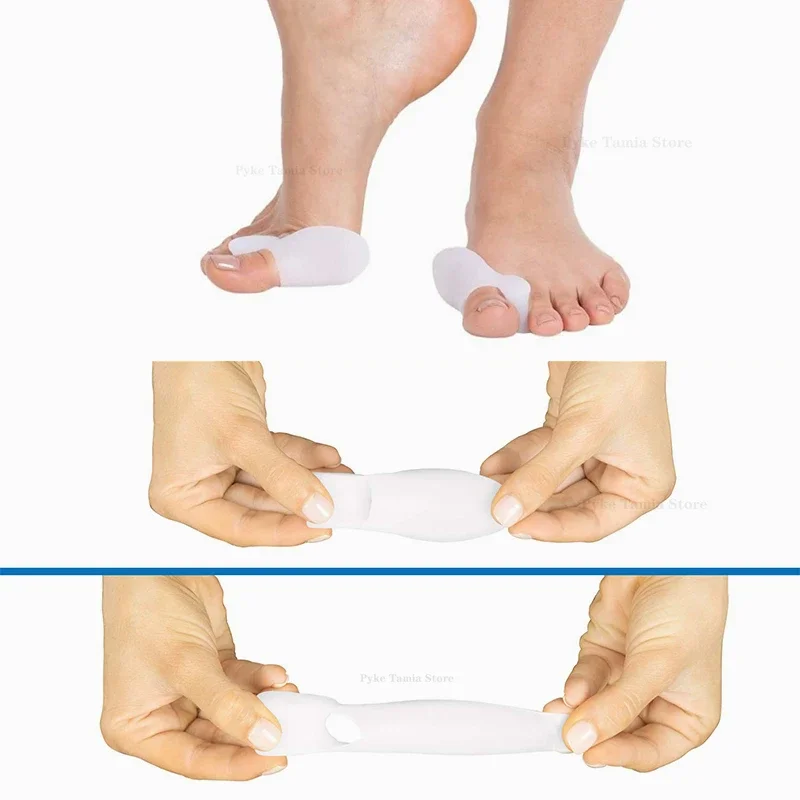 Corretor de polegar de silicone macio, 2 peças, joanete, pé, hálux valgus, protetor, separador, ortopédicos, ferramenta de cuidados com os pés, inserções