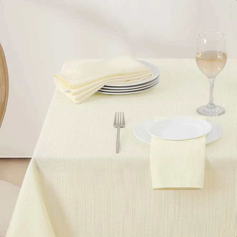 

Jacquard Rec Tablecloth Geometric Line Damask Table Covers Waterproof Stain Resistant Washable Polyester Table Cloths for Indoo