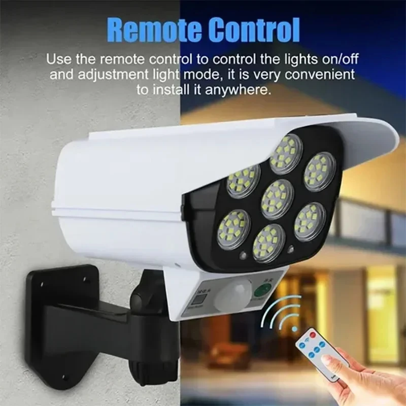 3Modes 77 Leds Solar Light Security Dummy Camera Induction Wall Lamp Light Outdoor Flood Light Waterproof Security For Home