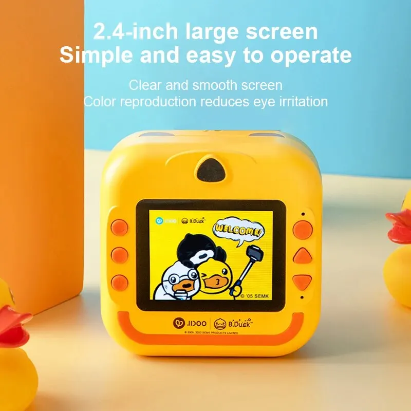 B.Duck Instant Print Camera-Pro Kid's Camera Mini Thermal Printing Camera No Ink Required 2.4 Inch Color Screen Camera Girl Gift