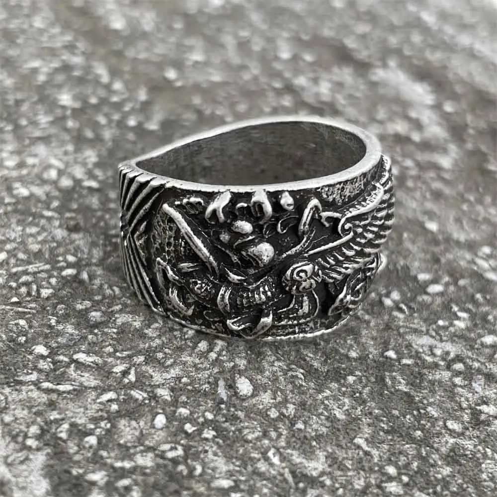 10Pcs Goth Dragon Ring Dainty Signet Gothic Mens Rings Tibetan Wicca Witchcraft Punk Jewelry Wholesale Lots Free Shiping