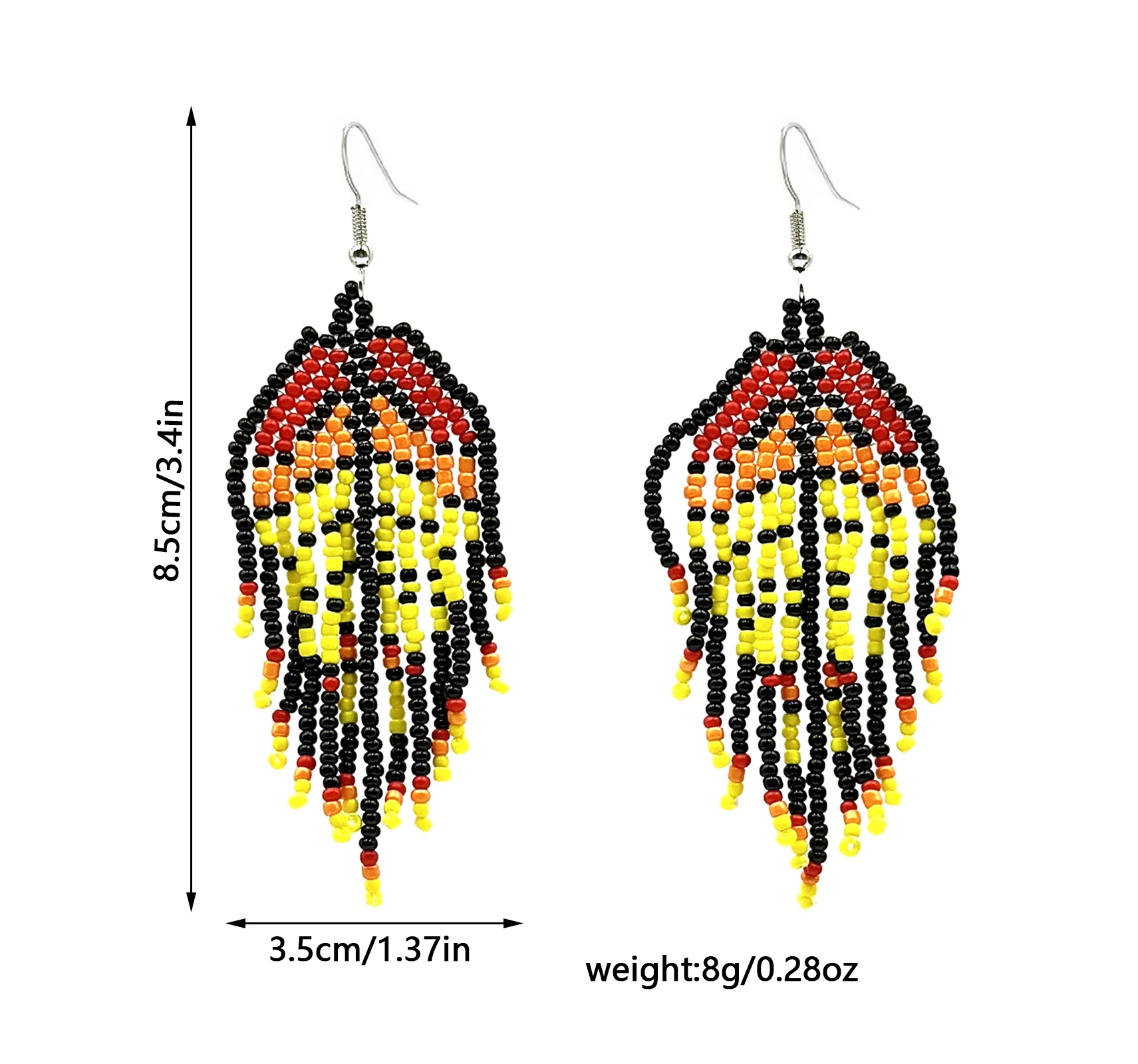 

Seed bead beaded earrings, bohemian-style tassel earrings hand-woven leaf glass bead earrings lady jewelry girl holiday gift