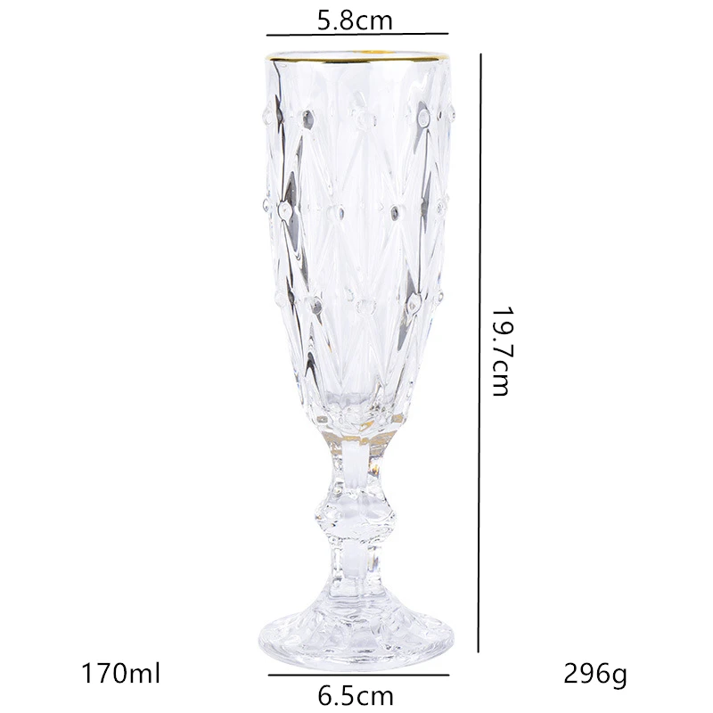 Luxurious 170ml Crystal Champagne Glasses Transparent Thickened Retro Cocktail Glass Red Wine Goblet Wedding Party Accessories