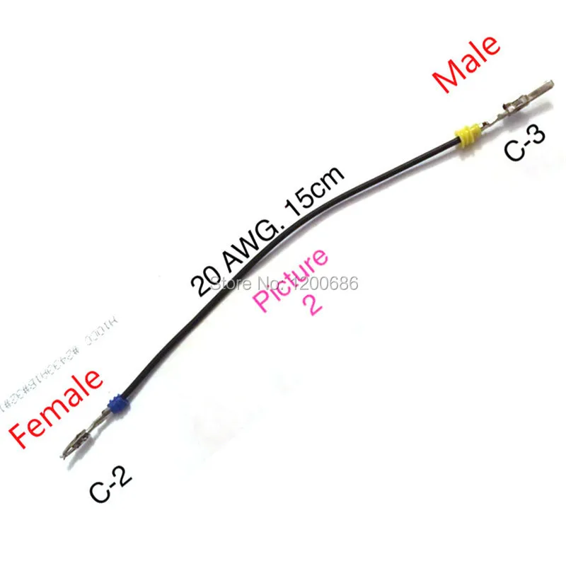 15CM 20AWG Male Female 1J0973737 1J0973837 terminal Fit For Audi Xenon Hid Headlight Plug cable wire harness