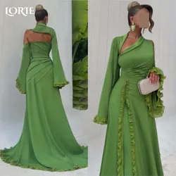 LORIE Elegant Trumpet Evening Dresses Halter A-Line Prom Dresses Satin Backless Pleats Flower Side Clebrity Party Gowns 2024