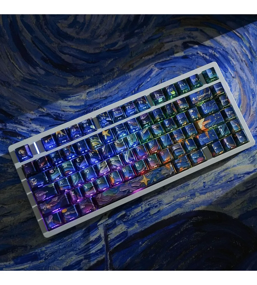 

JCM Comic White Double Engraved Transparent Pbt Original Full Set of Keycaps Korean Russian German Western Grammar Arabic