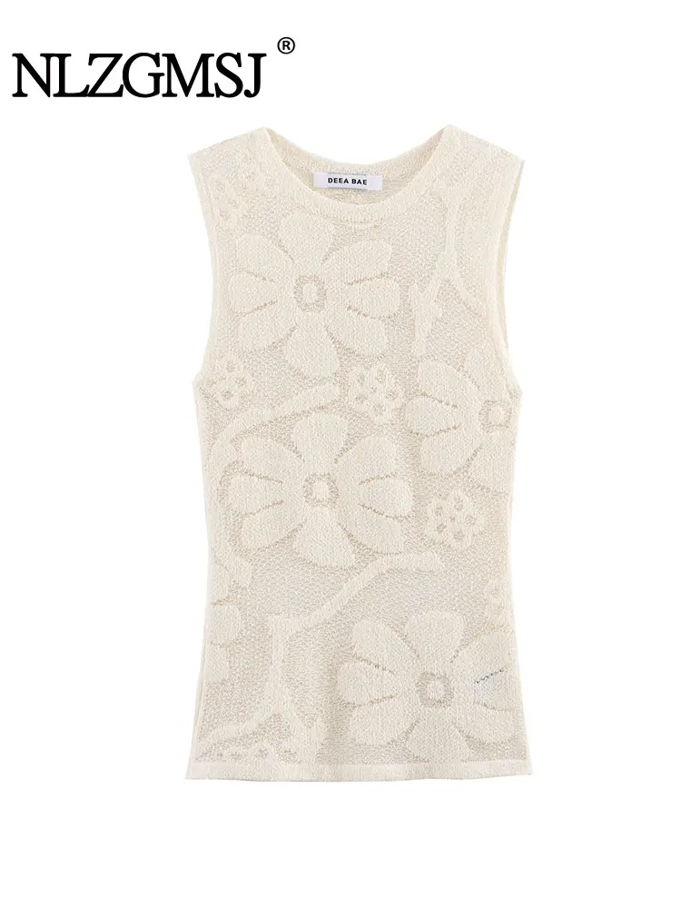 

Лето 2025 г., женские футболки с цветочным принтом, модный вязаный жилет для женщин, топ, женская уличная одежда, повседневный топ