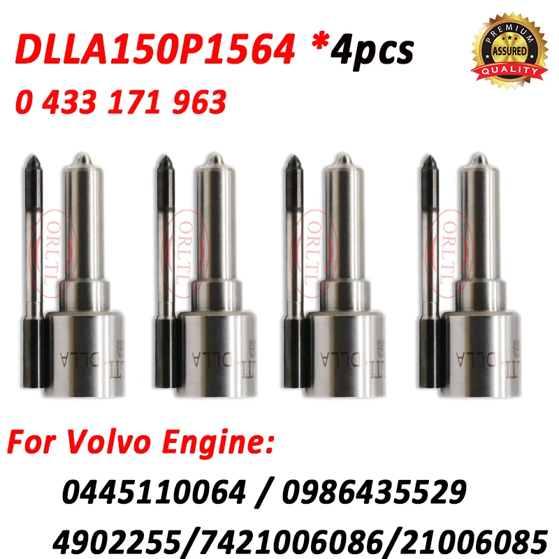 

4pcs DLLA150P1564 0433171963 New Diesel Injector Nozzle DLLA 150 P 1564 for Volvo 0445110064 4902255 7421006086 21006085
