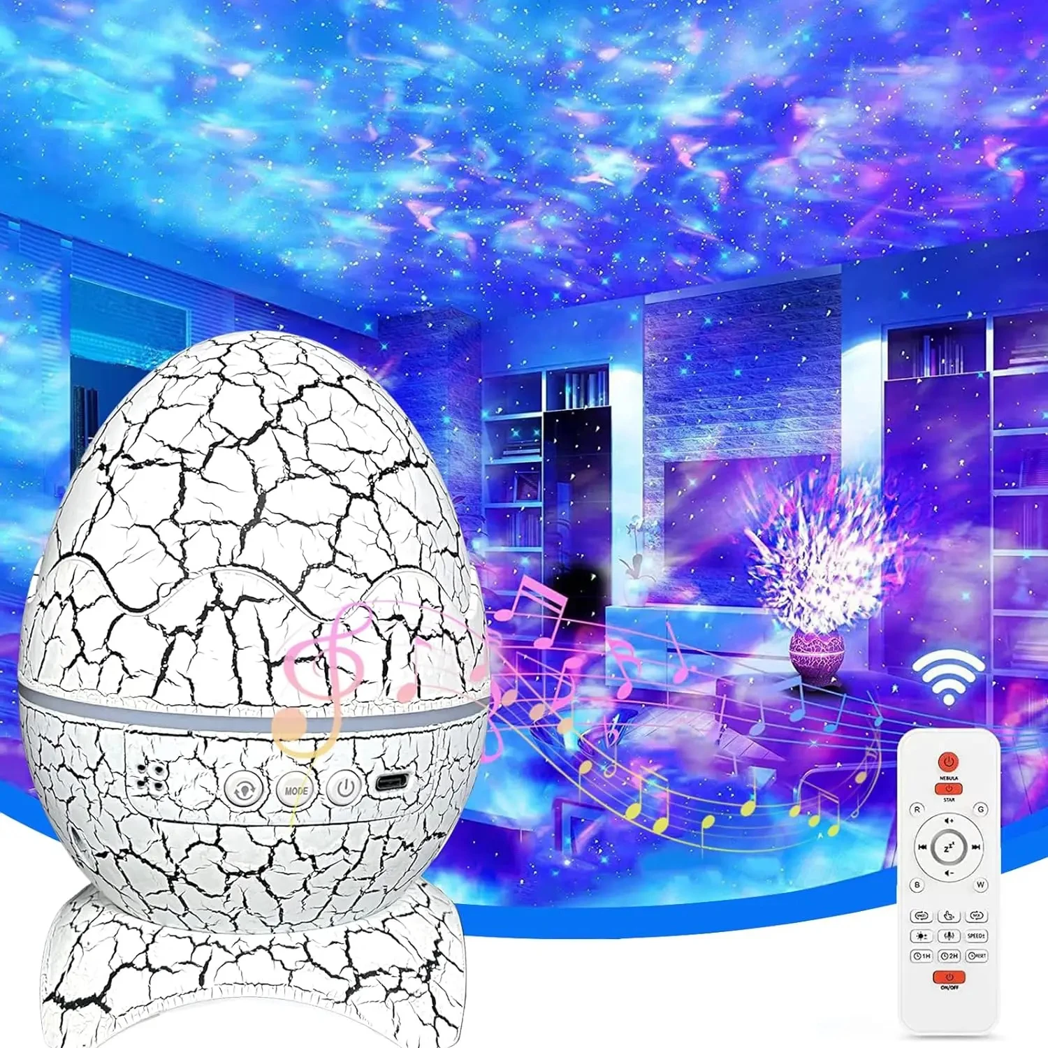 Dinosaur Egg  Projector - Space  Star Projector Night Light   Adults Bedroom Astronaut Projector with Bluetoot