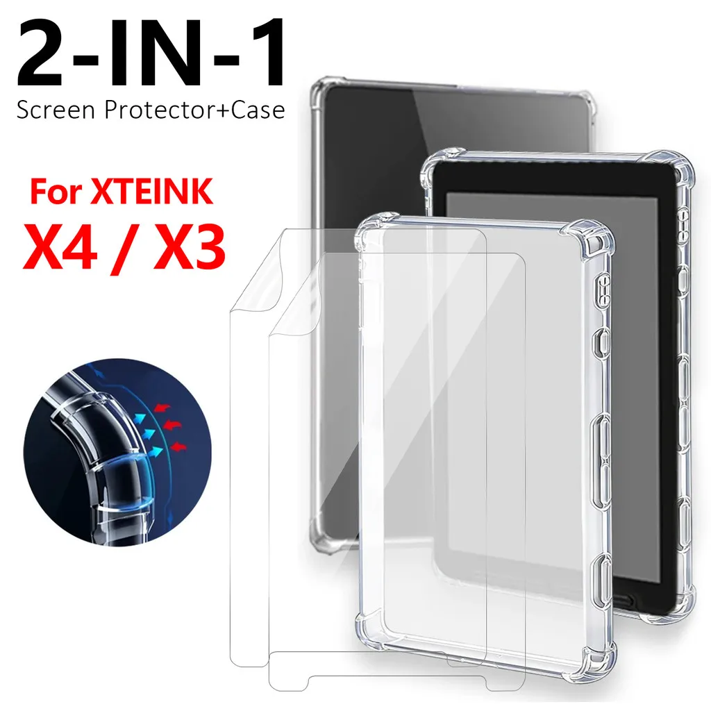 【Für XTEINK X4/X3】E-Book-Displayschutzfolie, transparente, stoßfeste TPU-Hülle, weiche Kristall-Schutzhülle, 2-in-1-Kombipack