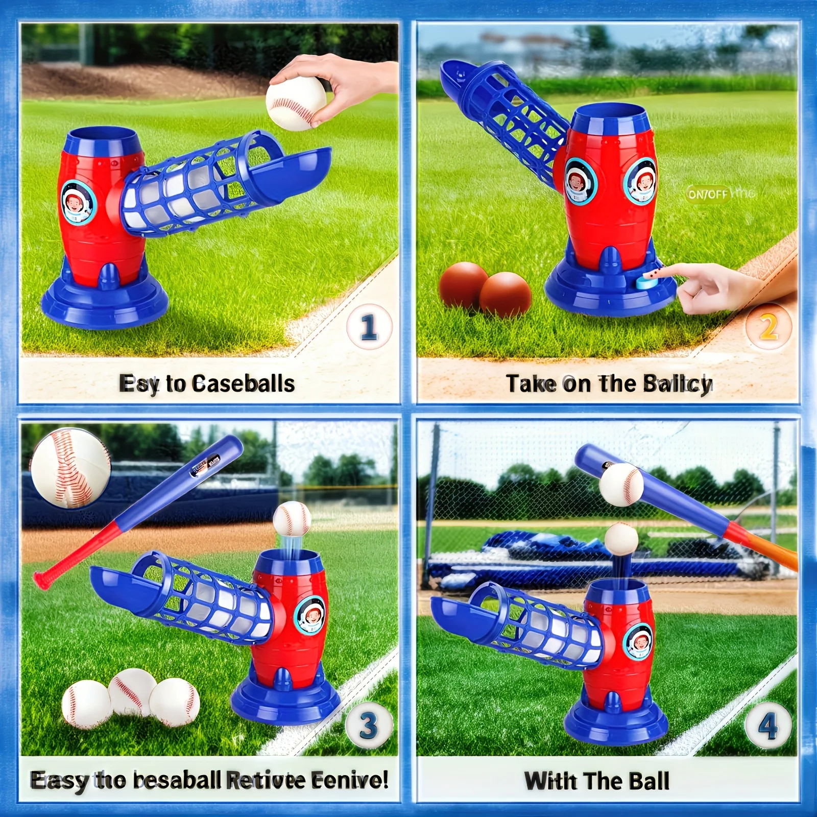 자동 야구 홈런 세트 기계 장난감, 야구 방망이 세트, 공 10개 포함, 소년, 소녀 및 청소년에게 적합 A