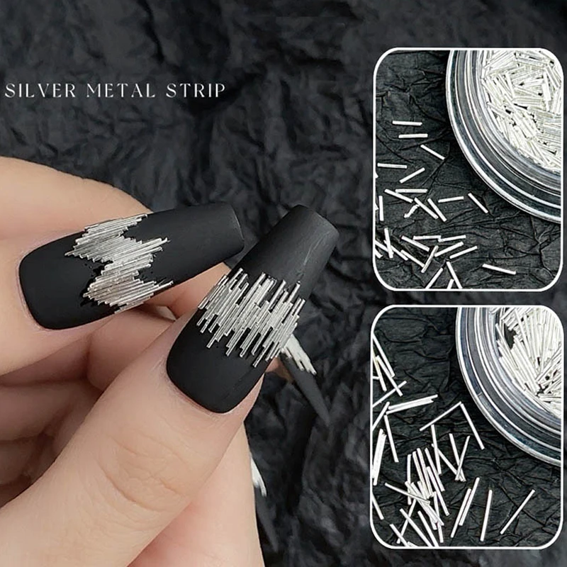 4MM 7MM Reflective Silver Metal Strip Nail Art Line Accessories Small Alloy Rod Rivet For Nails Decoration Supplies Materail 