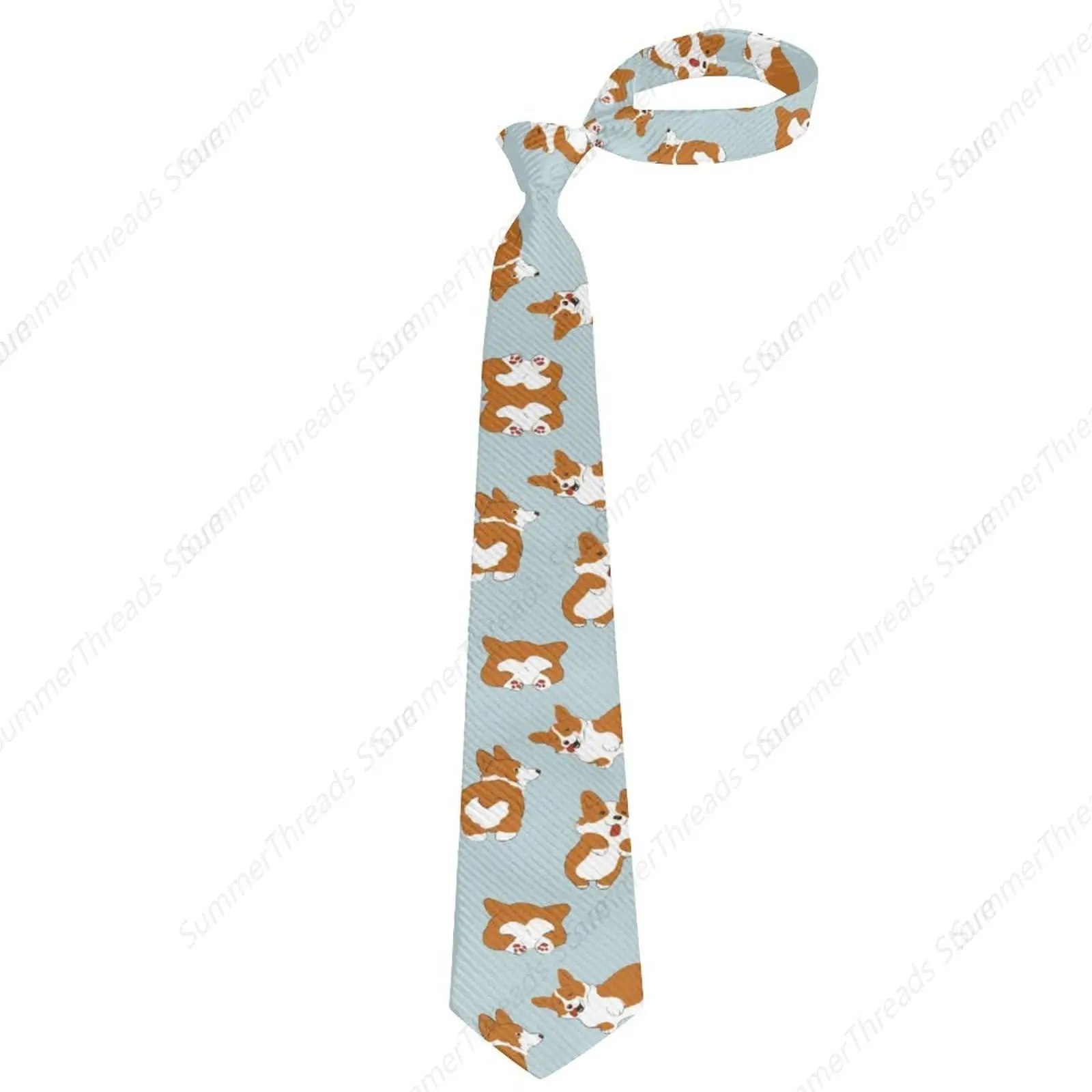 Novelty Skinny Tie Corgi Funny Dogs Neck Ties for Men, Funny Neckties for Wedding Party Holiday Christmas Festival Gift