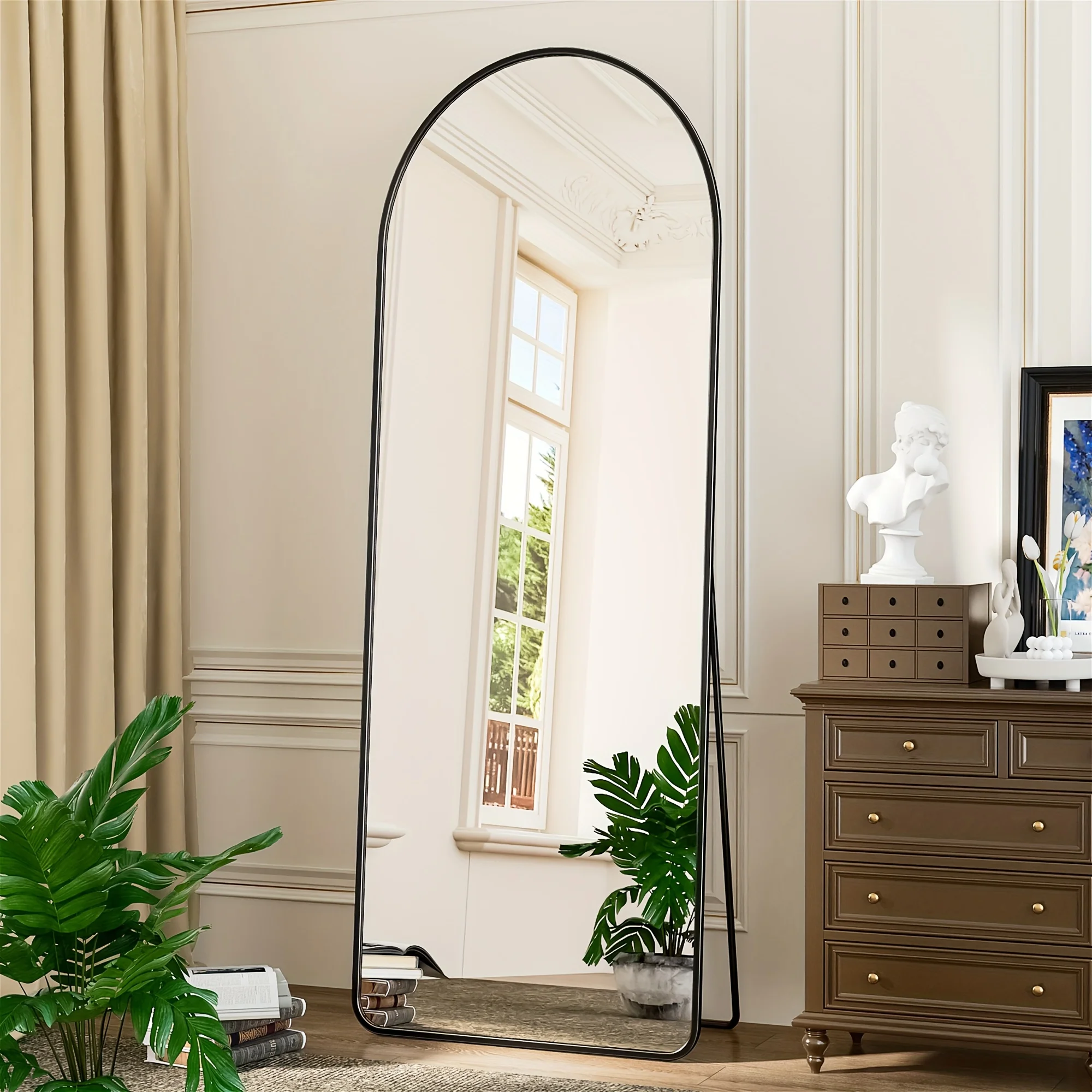 

59"x22" Full Length Floor Mirror with Stand - Arched Freestanding Mirror for Living Room, Hanging or Mounted