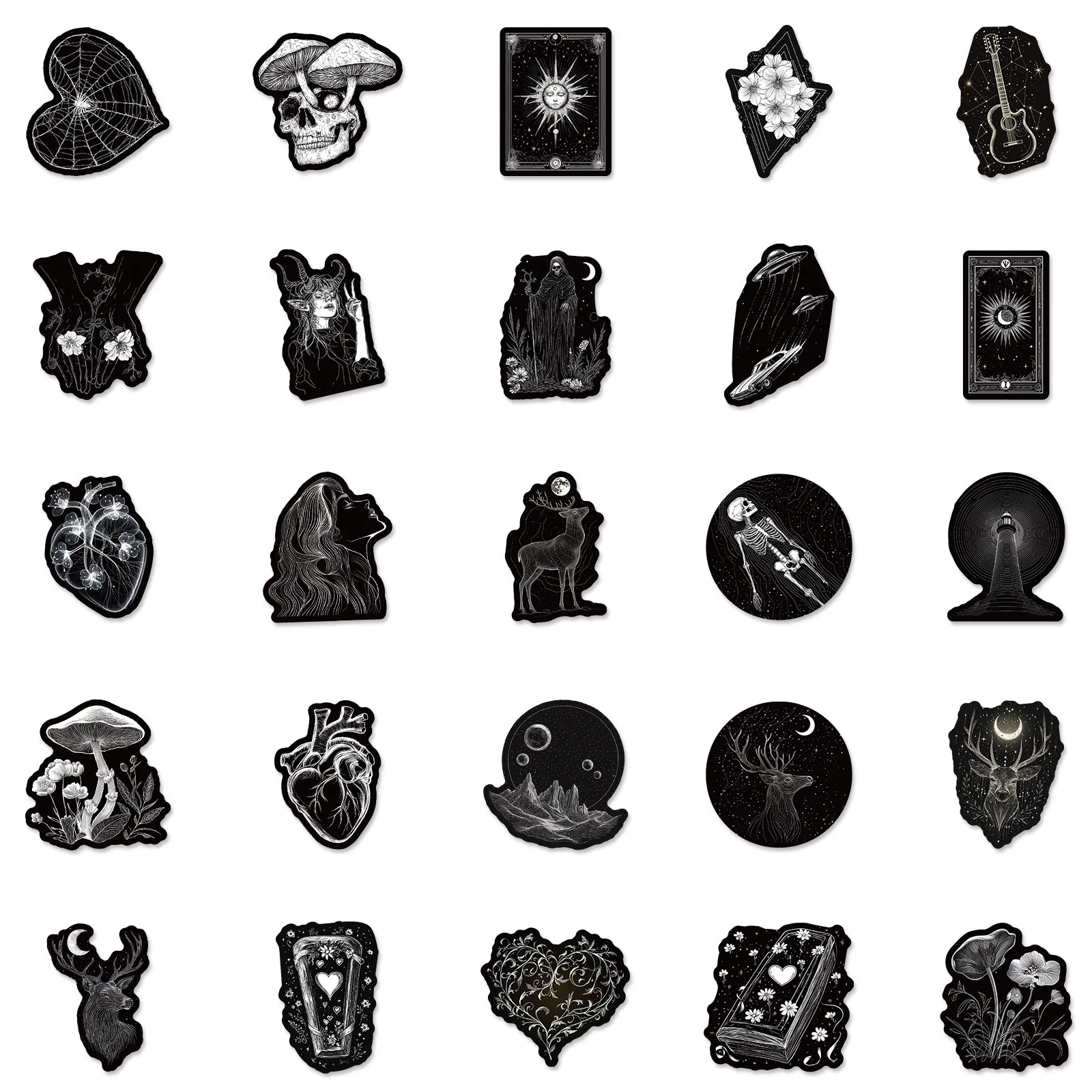 10/50 قطعة أسود أبيض القوطية الرعب الشرير ملصقات DIY بها بنفسك حقيبة زجاجة ماء الهاتف الغيتار المحمول سيارة دراجة نارية سكيت