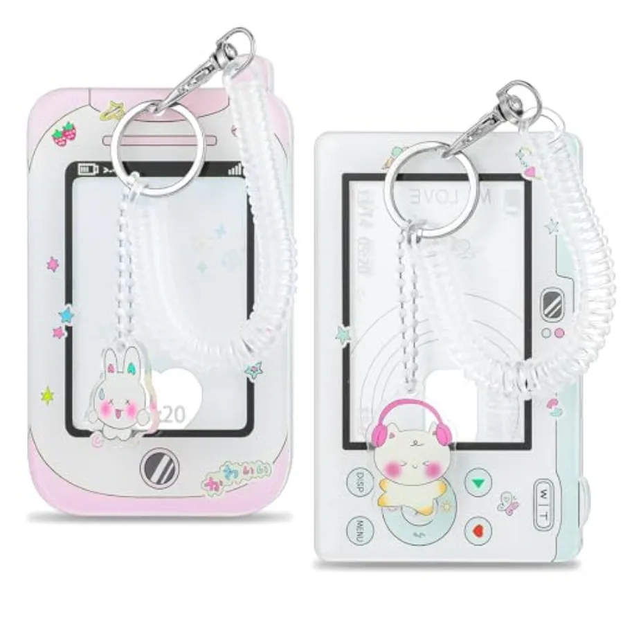 

2 Pcs Photocard Holder, 3 Inch Photo Card Holder ID Badge Holder Cute Cartoon Photocard Holder Keychain Bus Card Credit ID Bank