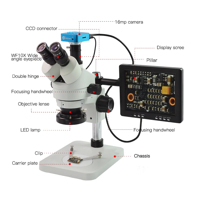 16MP hdmi-compatible Camera Lcd for iPhone IC Repair High definition microscope Trinocular Stereo Microscope