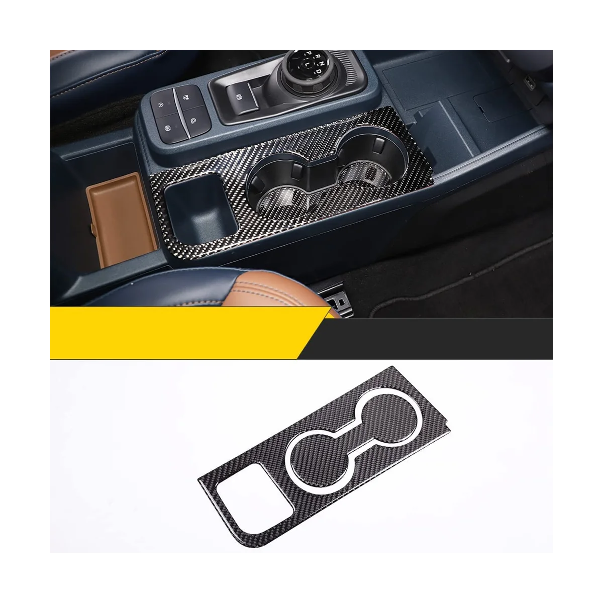 Central Control Cup Holder Panel Cover Sticker Decoration for Ford Maverick 2022 2023 Accessories - Soft Carbon Fiber