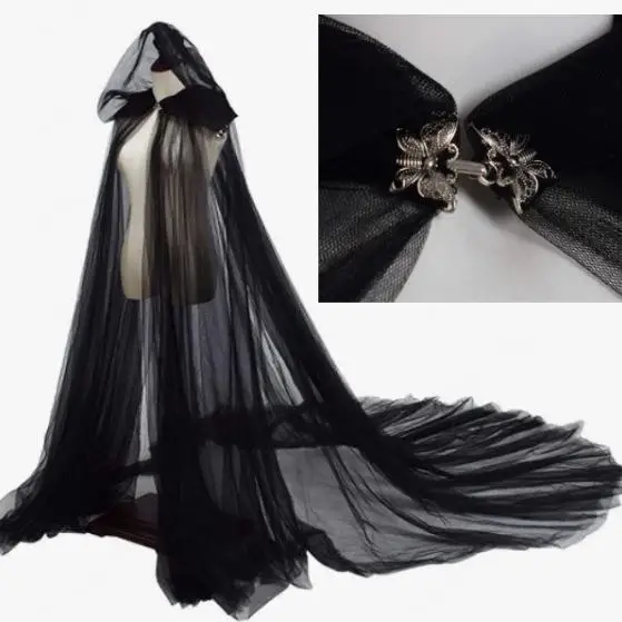 

Halloween Red Black White Bride with Hat Shawl Pure Color Net Gown Long Ladies Crossbody Costume Accessory