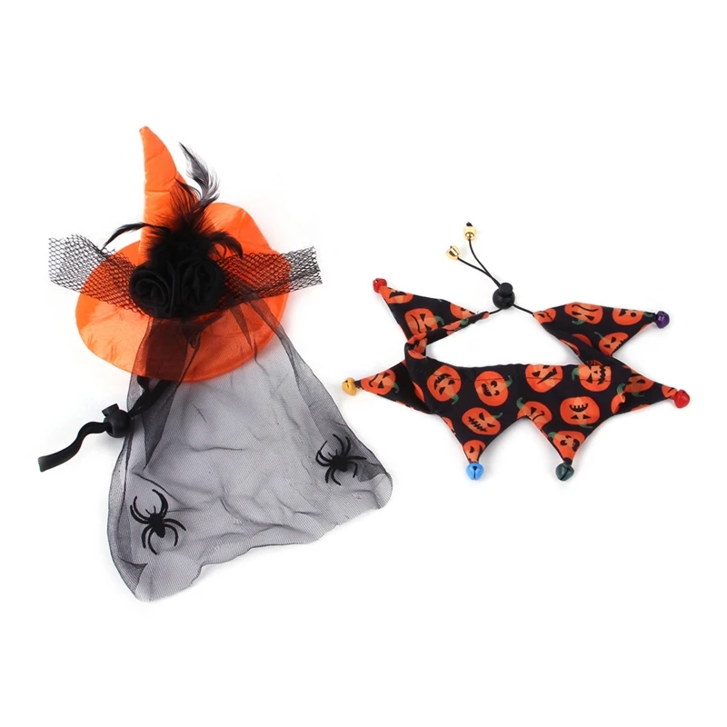 

Halloween Ghost Theme Pet Funny Party Costume Accessories Kitten Cosplay Dress Up Pumpkin Collar Headdress Clothes Pup DropShip