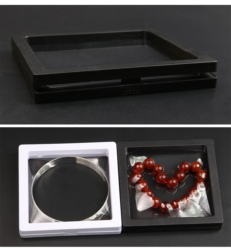 3D Floating Picture Frame Jewelry Display Shadow Box Stand Rack Coin Ring Pendant Holder Protection Gems Stone Presentation Case