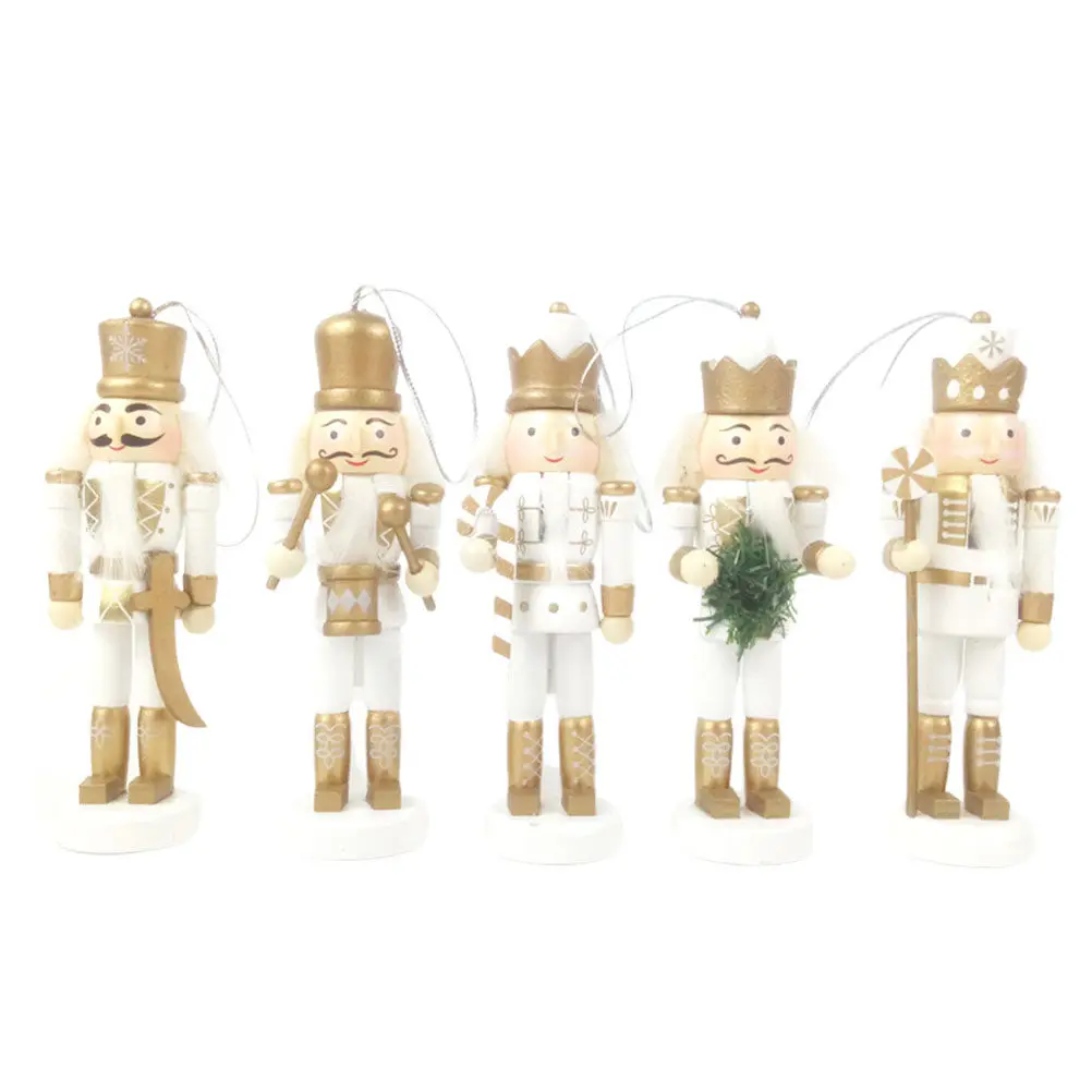 

5Pcs Wooden Nutcracker Puppet Soldier Christmas Decorations Kids Gift Birthday Present Painted Christms Puppet Toy