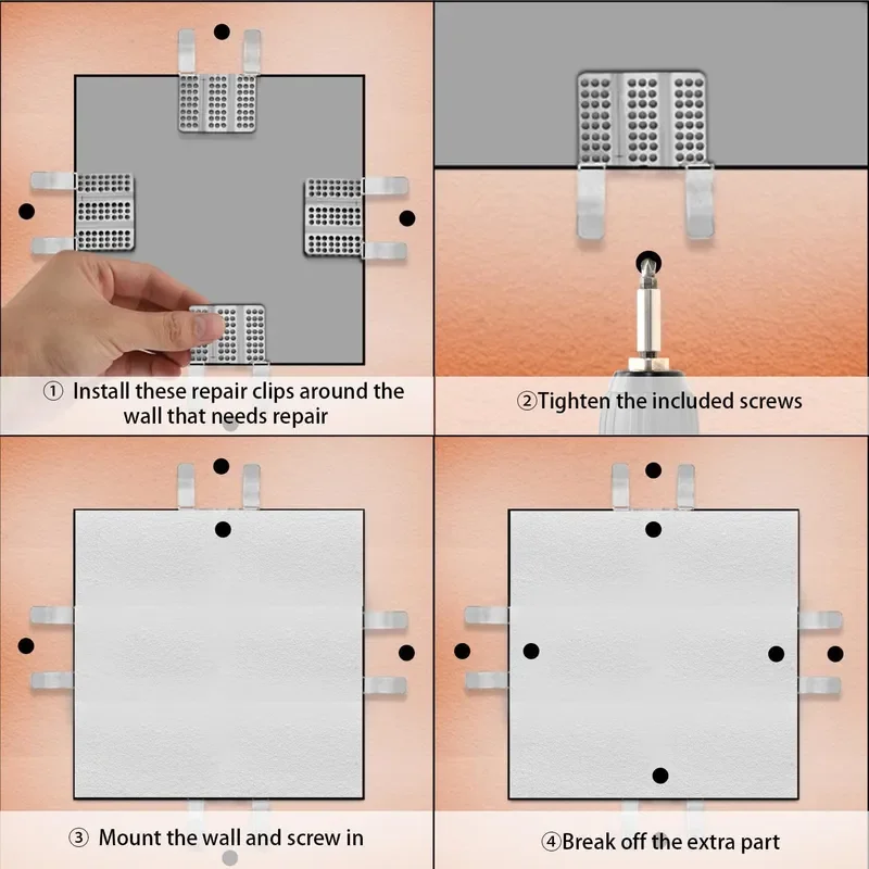 for 10 Drywall Fastener Clips for 1/2 and 5/8 Panels for Repairing Damaged Walls