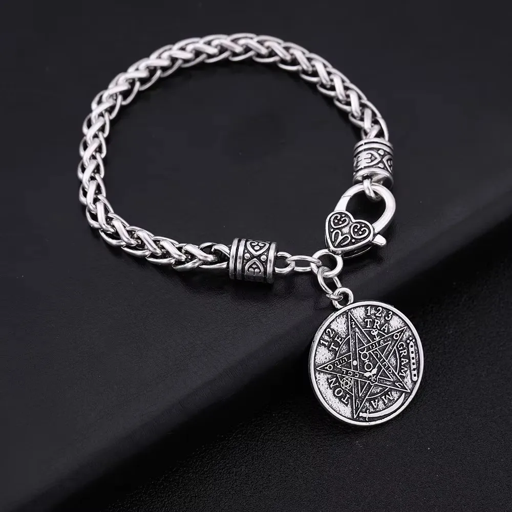 Vintage Tetragrammaton Pentacle Pentagram Pendant Bracelets Wiccan Talisman Amulet Seal of Solomon Jewelry Gift For Men