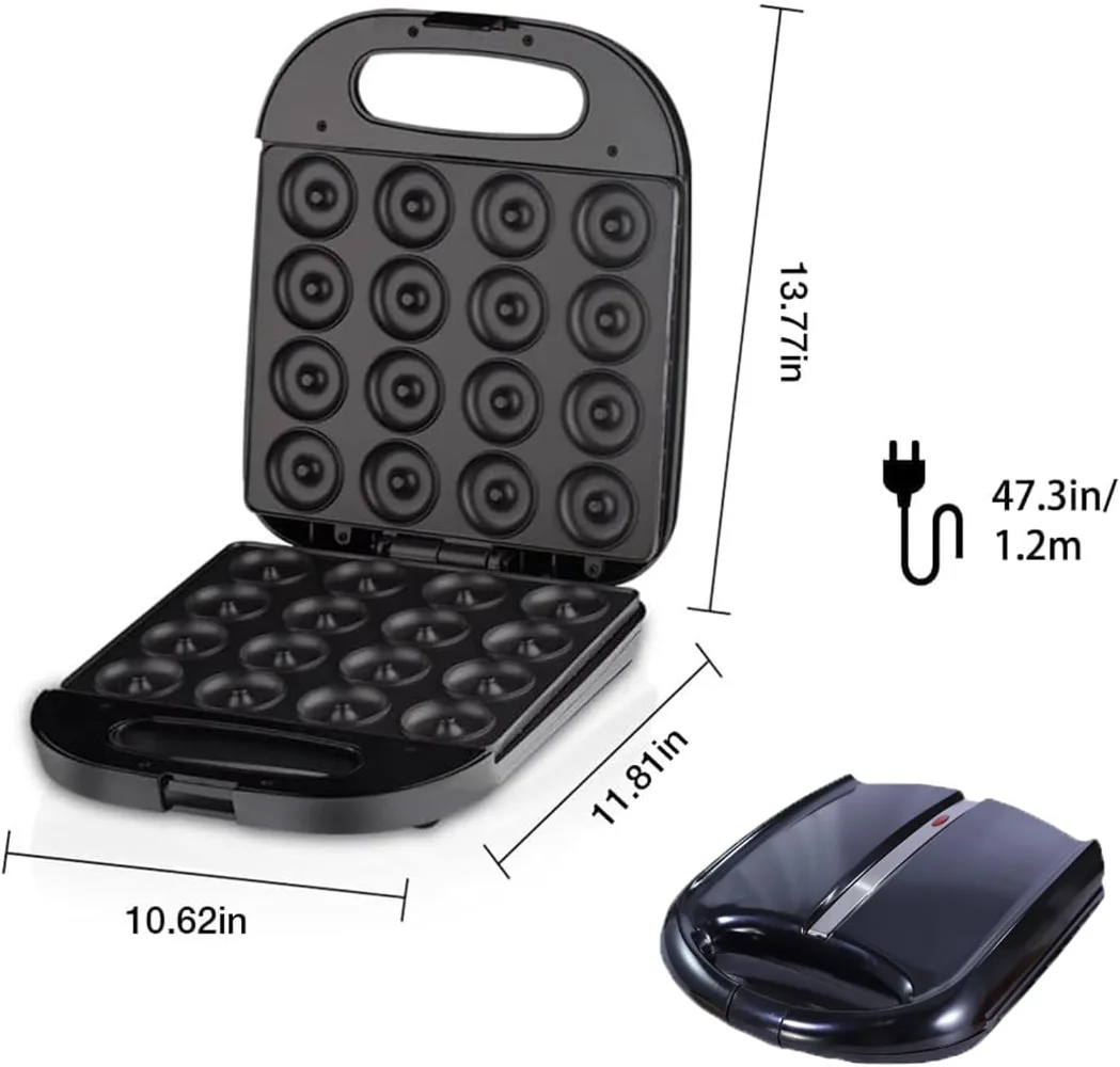 

Donut Maker for Breakfast Snacks Desserts and MorePancake Non-stick SurfaceHeated on Both Sides - Black